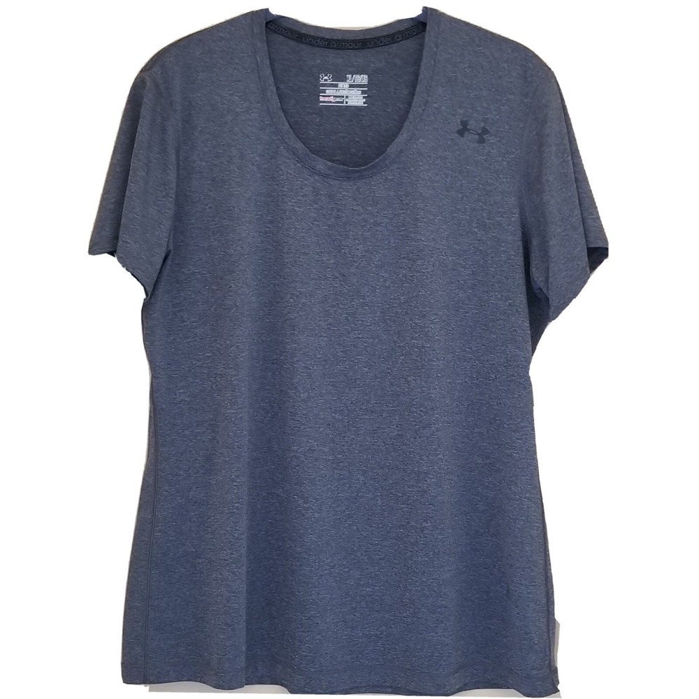 UNDER ARMOUR Shirt Womens XL HEAT GEAR Short Sleeve Pull-On V-Neck Baselayer Top
